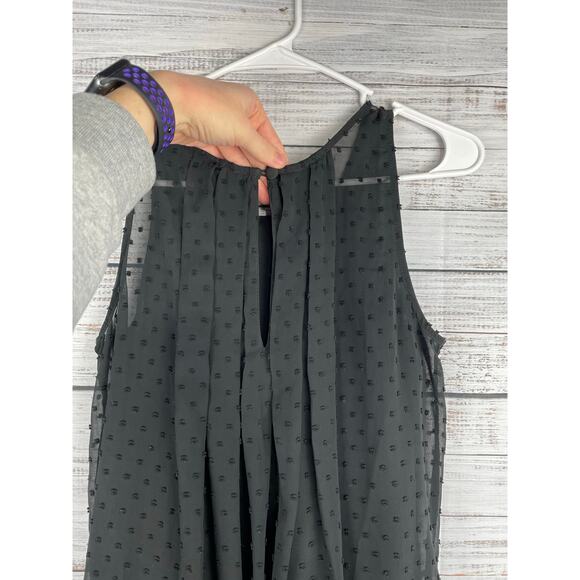 Sam Edelman Black XS High Neck Mini Shift Dress Swiss Dot Sleeveless Flowy Fairy - Picture 8 of 8
